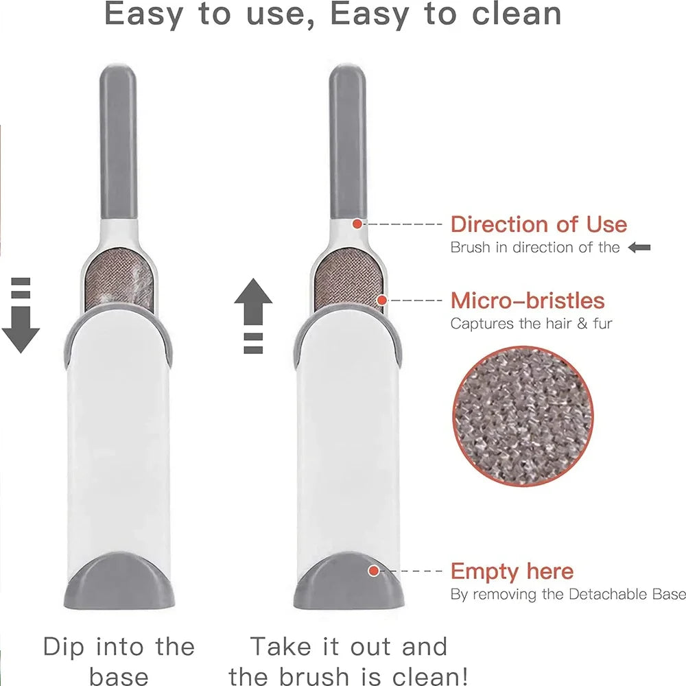 Lint Brush with Self-Cleaning Base Set Pet Hair Remover Brush Portable Dog & Cat Hair Remover Clothes Sofa Car Seat Cleaning