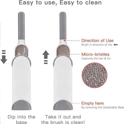 Lint Brush with Self-Cleaning Base Set Pet Hair Remover Brush Portable Dog & Cat Hair Remover Clothes Sofa Car Seat Cleaning